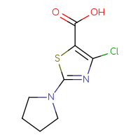 Chemical structure of 4-chloro-2-(pyrrolidin-1-yl)-1,3-thiazole-5-carboxylic acid - CSSB00000745070