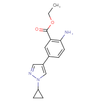 Chemical structure of ethyl 2-amino-5-(1-cyclopropyl-1H-pyrazol-4-yl)benzoate - CSSB06594810241
