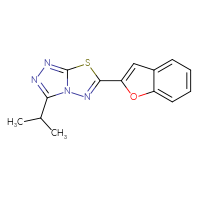 Chemical structure of 6-(1-benzofuran-2-yl)-3-(propan-2-yl)-[1,2,4]triazolo[3,4-b][1,3,4]thiadiazole - CSSB00121637694