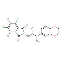 Chemical structure of 4,5,6,7-tetrachloro-1,3-dioxo-2,3-dihydro-1H-isoindol-2-yl 2-(2,3-dihydro-1,4-benzodioxin-6-yl)propanoate - CSSB20269569570