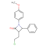 Chemical structure of 3-(2-chloroethyl)-1-(4-methoxyphenyl)-4-phenylazetidin-2-one - CSSB14863688088