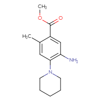 Chemical structure of methyl 5-amino-2-methyl-4-(piperidin-1-yl)benzoate - CSSB02495350746