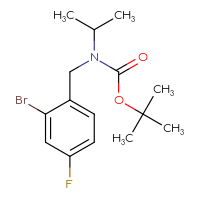 Chemical structure of tert-butyl N-[(2-bromo-4-fluorophenyl)methyl]-N-(propan-2-yl)carbamate - CSSB00160566826