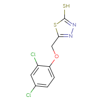 Chemical structure of 5-[(2,4-dichlorophenoxy)methyl]-1,3,4-thiadiazole-2-thiol - CSSB00010163401