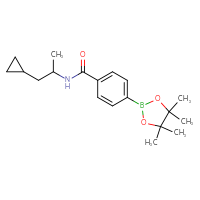 Chemical structure of N-(1-cyclopropylpropan-2-yl)-4-(4,4,5,5-tetramethyl-1,3,2-dioxaborolan-2-yl)benzamide - CSSB02526791567