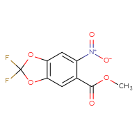 Chemical structure of methyl 2,2-difluoro-6-nitro-2H-1,3-benzodioxole-5-carboxylate - CSSB02515432898