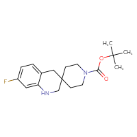 Chemical structure of tert-butyl 7'-fluoro-2',4'-dihydro-1'H-spiro[piperidine-4,3'-quinoline]-1-carboxylate - CSSB00010724773
