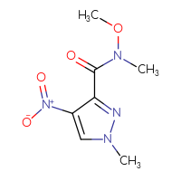 Chemical structure of N-methoxy-N,1-dimethyl-4-nitro-1H-pyrazole-3-carboxamide - CSSB01991977770