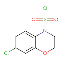 Chemical structure of 7-chloro-3,4-dihydro-2H-1,4-benzoxazine-4-sulfonyl chloride - CSSB14959847480