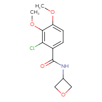 Chemical structure of 2-chloro-3,4-dimethoxy-N-(oxetan-3-yl)benzamide - CSSB01436067726