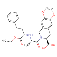 Chemical structure of (3S)-2-[(2S)-2-{[(2S)-1-ethoxy-1-oxo-4-phenylbutan-2-yl]amino}propanoyl]-6,7-dimethoxy-1,2,3,4-tetrahydroisoquinoline-3-carboxylic acid - CSSB00000053379