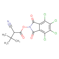 Chemical structure of 4,5,6,7-tetrachloro-1,3-dioxo-2,3-dihydro-1H-isoindol-2-yl 2-cyano-3,3-dimethylbutanoate - CSSB20270306743