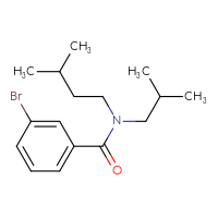 Chemical structure of 3-bromo-N-(3-methylbutyl)-N-(2-methylpropyl)benzamide - CSSB02538952112