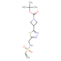 Chemical structure of tert-butyl 3-[5-(ethenesulfonamidomethyl)-1,3,4-thiadiazol-2-yl]azetidine-1-carboxylate - CSSB21332126203