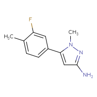 Chemical structure of 5-(3-fluoro-4-methylphenyl)-1-methyl-1H-pyrazol-3-amine - CSSB00121111815