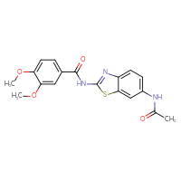 Chemical structure of N-(6-acetamido-1,3-benzothiazol-2-yl)-3,4-dimethoxybenzamide - CSSB00028091560