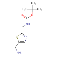 Chemical structure of tert-butyl N-{[5-(aminomethyl)-1,3-thiazol-2-yl]methyl}carbamate - CSSB00042717798
