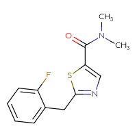 Chemical structure of 2-[(2-fluorophenyl)methyl]-N,N-dimethyl-1,3-thiazole-5-carboxamide - CSSB02004806797