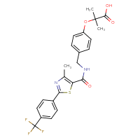 Chemical structure of 2-methyl-2-{4-[({4-methyl-2-[4-(trifluoromethyl)phenyl]-1,3-thiazol-5-yl}formamido)methyl]phenoxy}propanoic acid - CSSB00116208016