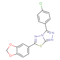 Chemical structure of 6-(2H-1,3-benzodioxol-5-yl)-3-(4-chlorophenyl)-[1,2,4]triazolo[3,4-b][1,3,4]thiadiazole - CSSB00121637222