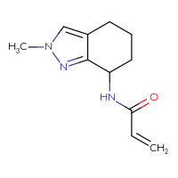 Chemical structure of N-(2-methyl-4,5,6,7-tetrahydro-2H-indazol-7-yl)prop-2-enamide - CSSB20537279886