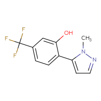Chemical structure of 2-(1-methyl-1H-pyrazol-5-yl)-5-(trifluoromethyl)phenol - CSSB02309385167