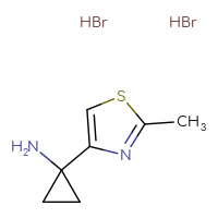 Chemical structure of 1-(2-methyl-1,3-thiazol-4-yl)cyclopropan-1-amine dihydrobromide - CSSB14929131328