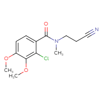 Chemical structure of 2-chloro-N-(2-cyanoethyl)-3,4-dimethoxy-N-methylbenzamide - CSSB01384358628