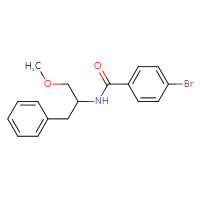 Chemical structure of 4-bromo-N-(1-methoxy-3-phenylpropan-2-yl)benzamide - CSSB02074278799