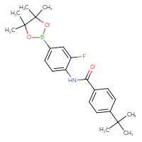 Chemical structure of 4-tert-butyl-N-[2-fluoro-4-(4,4,5,5-tetramethyl-1,3,2-dioxaborolan-2-yl)phenyl]benzamide - CSSB00161153506