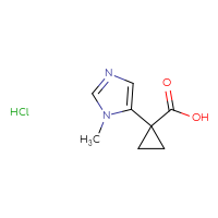 Chemical structure of 1-(1-methyl-1H-imidazol-5-yl)cyclopropane-1-carboxylic acid hydrochloride - CSSB06641420087