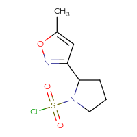 Chemical structure of 2-(5-methyl-1,2-oxazol-3-yl)pyrrolidine-1-sulfonyl chloride - CSSB00158474736