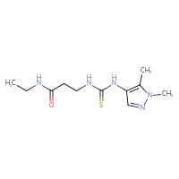 Chemical structure of 3-{[(1,5-dimethyl-1H-pyrazol-4-yl)carbamothioyl]amino}-N-ethylpropanamide - CSSB21432507241