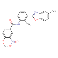 Chemical structure of 4-methoxy-N-[2-methyl-3-(5-methyl-1,3-benzoxazol-2-yl)phenyl]-3-nitrobenzamide - CSSB00121712536
