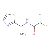 Chemical structure of 2-chloro-2-fluoro-N-[1-(1,3-thiazol-2-yl)ethyl]acetamide - CSSB09891096554