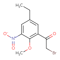Chemical structure of 2-bromo-1-(5-ethyl-2-methoxy-3-nitrophenyl)ethan-1-one - CSSB00103154507