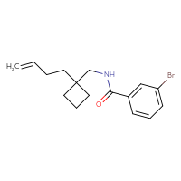 Chemical structure of 3-bromo-N-{[1-(but-3-en-1-yl)cyclobutyl]methyl}benzamide - CSSB14836181875