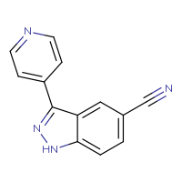 Chemical structure of 3-(pyridin-4-yl)-1H-indazole-5-carbonitrile - CSSB00020646983