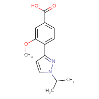 Chemical structure of 3-methoxy-4-[1-(propan-2-yl)-1H-pyrazol-3-yl]benzoic acid - CSSB02532340901