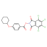 Chemical structure of 4,5,6,7-tetrachloro-1,3-dioxo-2,3-dihydro-1H-isoindol-2-yl 4-(cyclohexyloxy)benzoate - CSSB20269534998