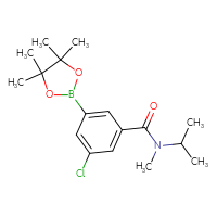 Chemical structure of 3-chloro-N-methyl-N-(propan-2-yl)-5-(4,4,5,5-tetramethyl-1,3,2-dioxaborolan-2-yl)benzamide - CSSB02522277100