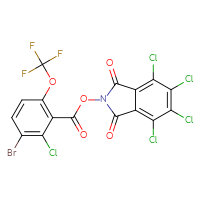 Chemical structure of 4,5,6,7-tetrachloro-1,3-dioxo-2,3-dihydro-1H-isoindol-2-yl 3-bromo-2-chloro-6-(trifluoromethoxy)benzoate - CSSB20270999478