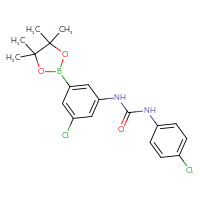 Chemical structure of 3-[3-chloro-5-(4,4,5,5-tetramethyl-1,3,2-dioxaborolan-2-yl)phenyl]-1-(4-chlorophenyl)urea - CSSB21332161315