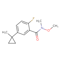 Chemical structure of 2-fluoro-N-methoxy-N-methyl-5-(1-methylcyclopropyl)benzamide - CSSB06854275693