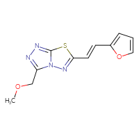 Chemical structure of 6-[(1E)-2-(furan-2-yl)ethenyl]-3-(methoxymethyl)-[1,2,4]triazolo[3,4-b][1,3,4]thiadiazole - CSSB00161073092