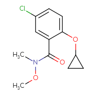 Chemical structure of 5-chloro-2-cyclopropoxy-N-methoxy-N-methylbenzamide - CSSB15033579047