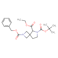 Chemical structure of 2-benzyl 6-tert-butyl 5-ethyl 2,6-diazaspiro[3.4]octane-2,5,6-tricarboxylate - CSSB14968819472