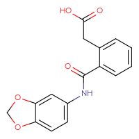 Chemical structure of 2-{2-[(2H-1,3-benzodioxol-5-yl)carbamoyl]phenyl}acetic acid - CSSB00020622771