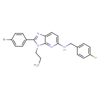 Chemical structure of 2-(4-bromophenyl)-N-[(4-fluorophenyl)methyl]-3-propyl-3H-imidazo[4,5-b]pyridin-5-amine - CSSB00160522182