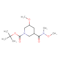 Chemical structure of tert-butyl 3-methoxy-5-[methoxy(methyl)carbamoyl]piperidine-1-carboxylate - CSSB01148881347